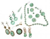 GROUP OF CARVED JADE JEWELRYas