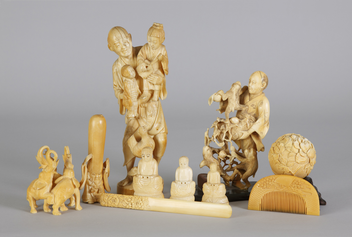 Group of Carved Oriental Figures