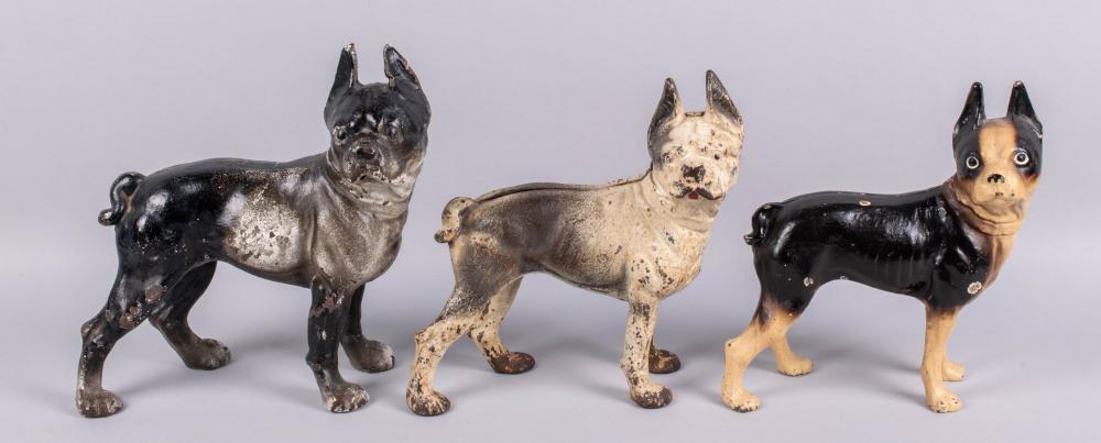 GROUP OF CAST IRON FRENCH BULLDOG