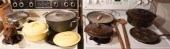 GROUP OF CAST IRON PANS, ENAME