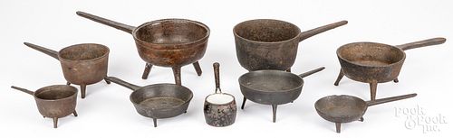 GROUP OF CAST IRON POSNETS, EARLY