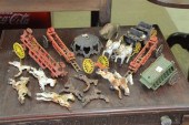 GROUP OF CAST IRON TOYS AND PA