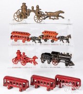 GROUP OF CAST IRON TRAINS, TRO