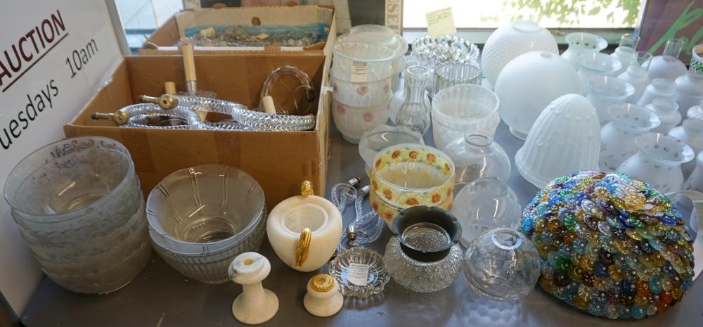 GROUP OF CHANDELIER GLOBES, SHADES,