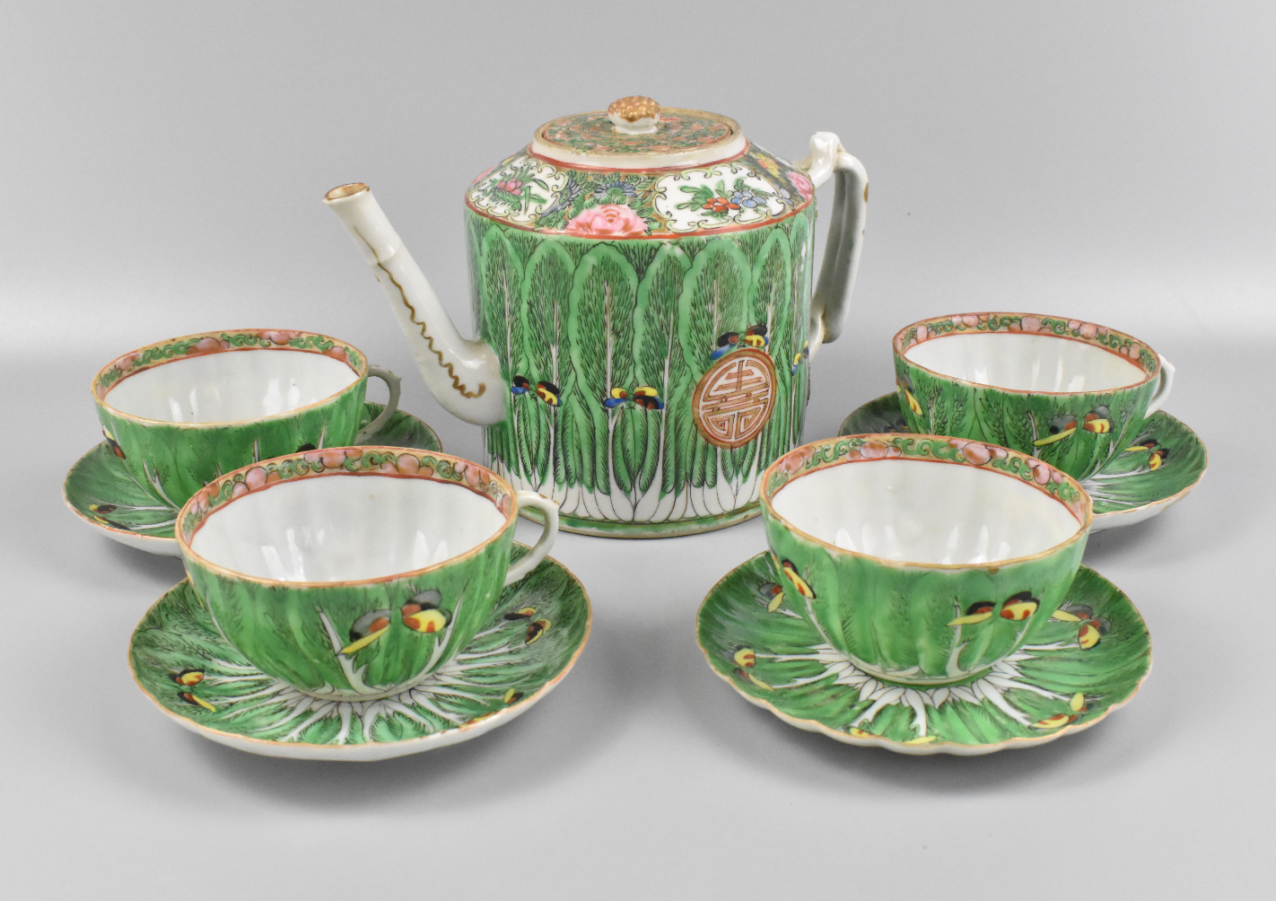GROUP OF CHINESE CABBAGE TEA SET,