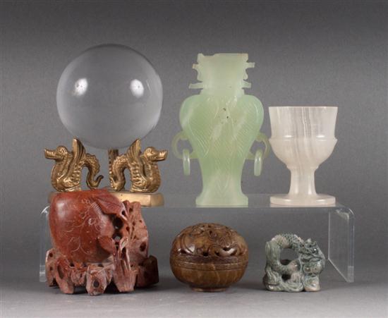 Group of Chinese carved hardstone
