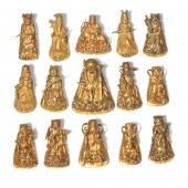 GROUP OF CHINESE GILT METAL HA