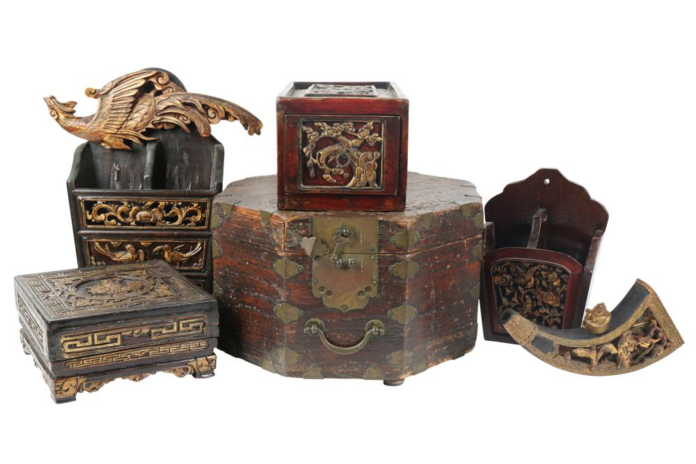 GROUP OF CHINESE GILTWOOD AND