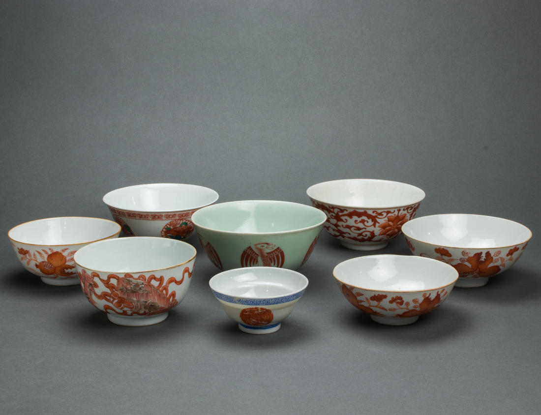 GROUP OF CHINESE IRON-RED DECORATED