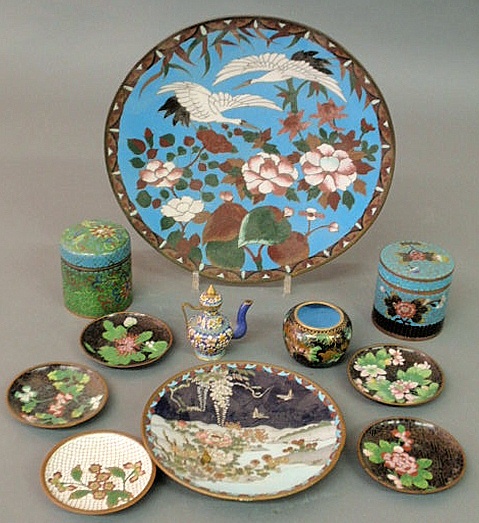 Group of cloisonn? items- dish