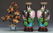 GROUP OF CLOISONNE, PR. VASES