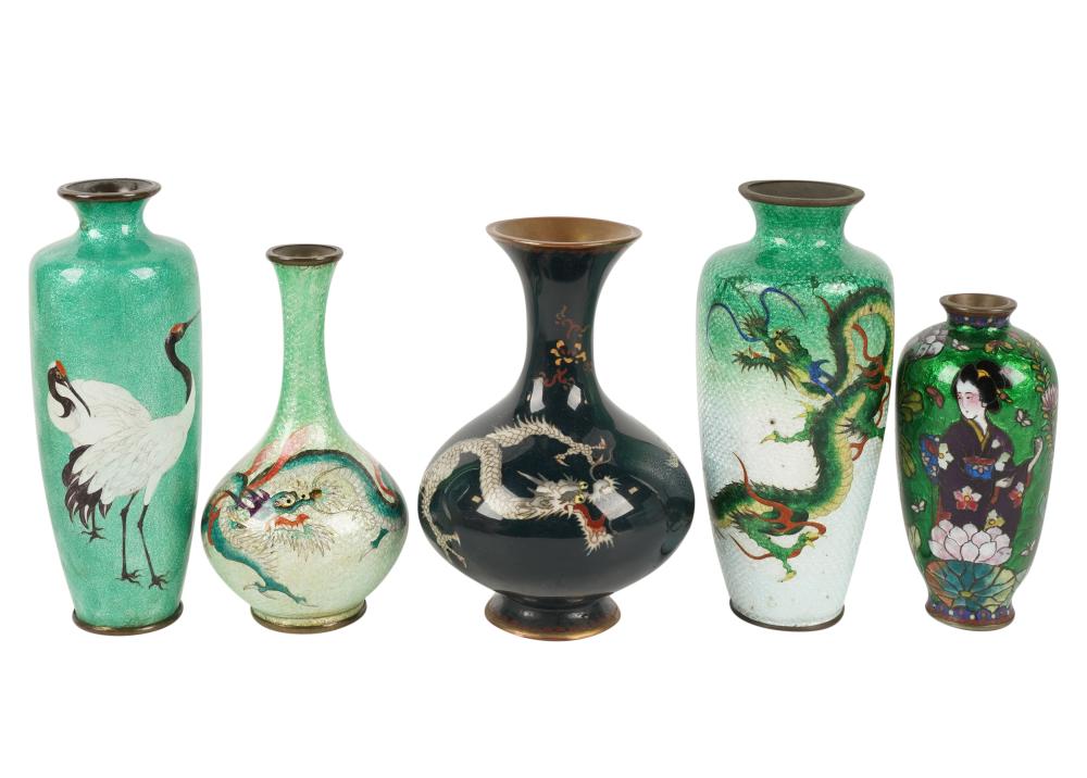 GROUP OF CLOISONNE VASESGroup of