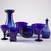 GROUP OF COBALT GLASSWARE<br>U