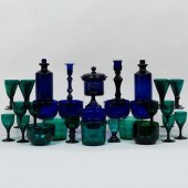 GROUP OF COBALT & GREEN BRISTO