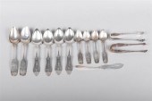 GROUP OF COIN SILVER FLATWARE