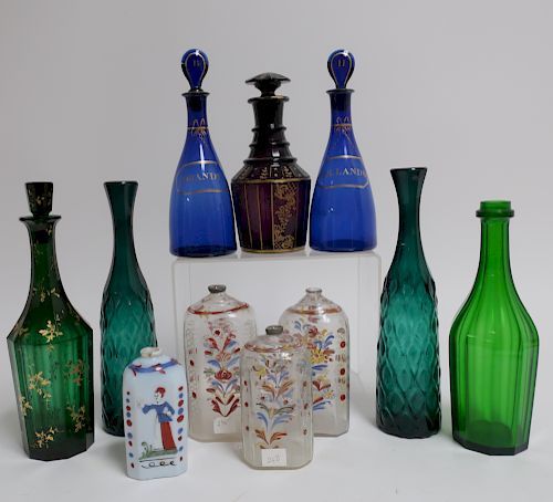 GROUP OF COLORED GLASS