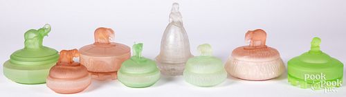 GROUP OF COLORED GLASS POWDER