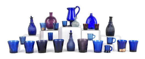 Group of colored glass to include