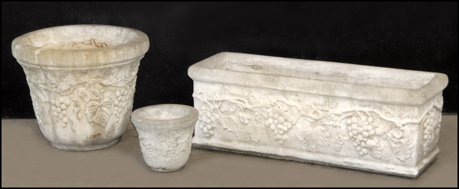 GROUP OF CONCRETE PLANTERS.