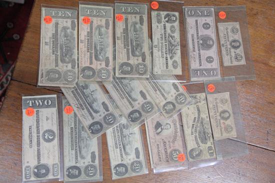 GROUP OF CONFEDERATE PAPER MONEY.