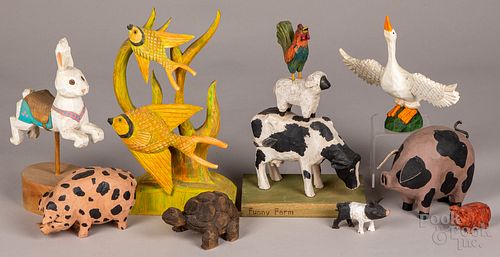 GROUP OF CONTEMPORARY CARVED AND