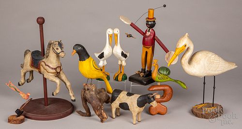 GROUP OF CONTEMPORARY CARVED AND