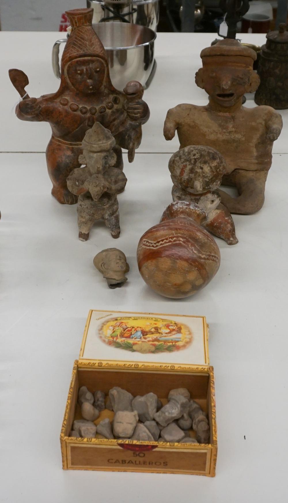 GROUP OF CONTEMPORARY POTTERY, WOOD