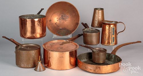 GROUP OF COPPER COOKWARE, 19TH
