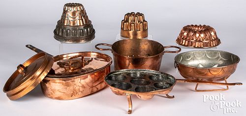 GROUP OF COPPER COOKWARE, 19TH