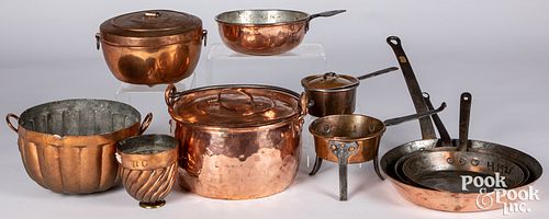 GROUP OF COPPER COOKWARE, 19TH