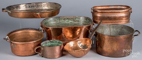GROUP OF COPPER COOKWARE, 19TH
