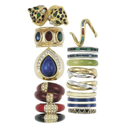 Group of Costume Rings 	 