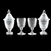 GROUP OF CUT AND ETCHED GLASS
