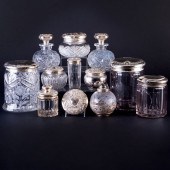 GROUP OF CUT GLASS SILVER MOUN