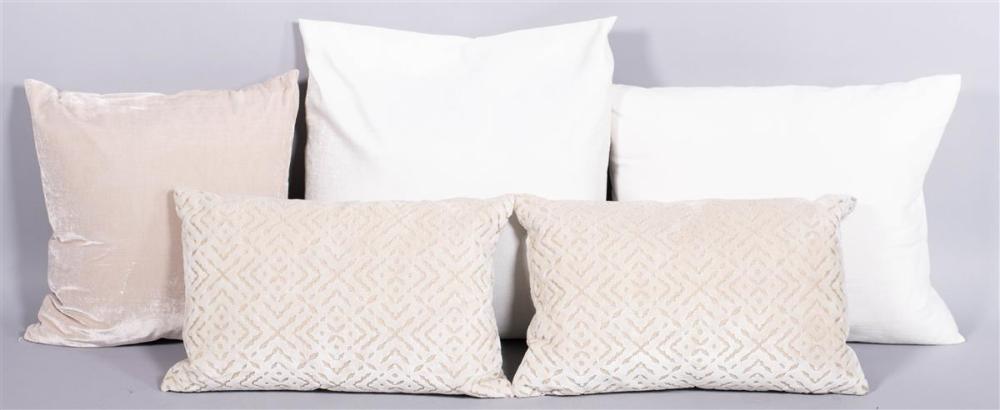 GROUP OF CUT VELVET AND LINEN CREAM