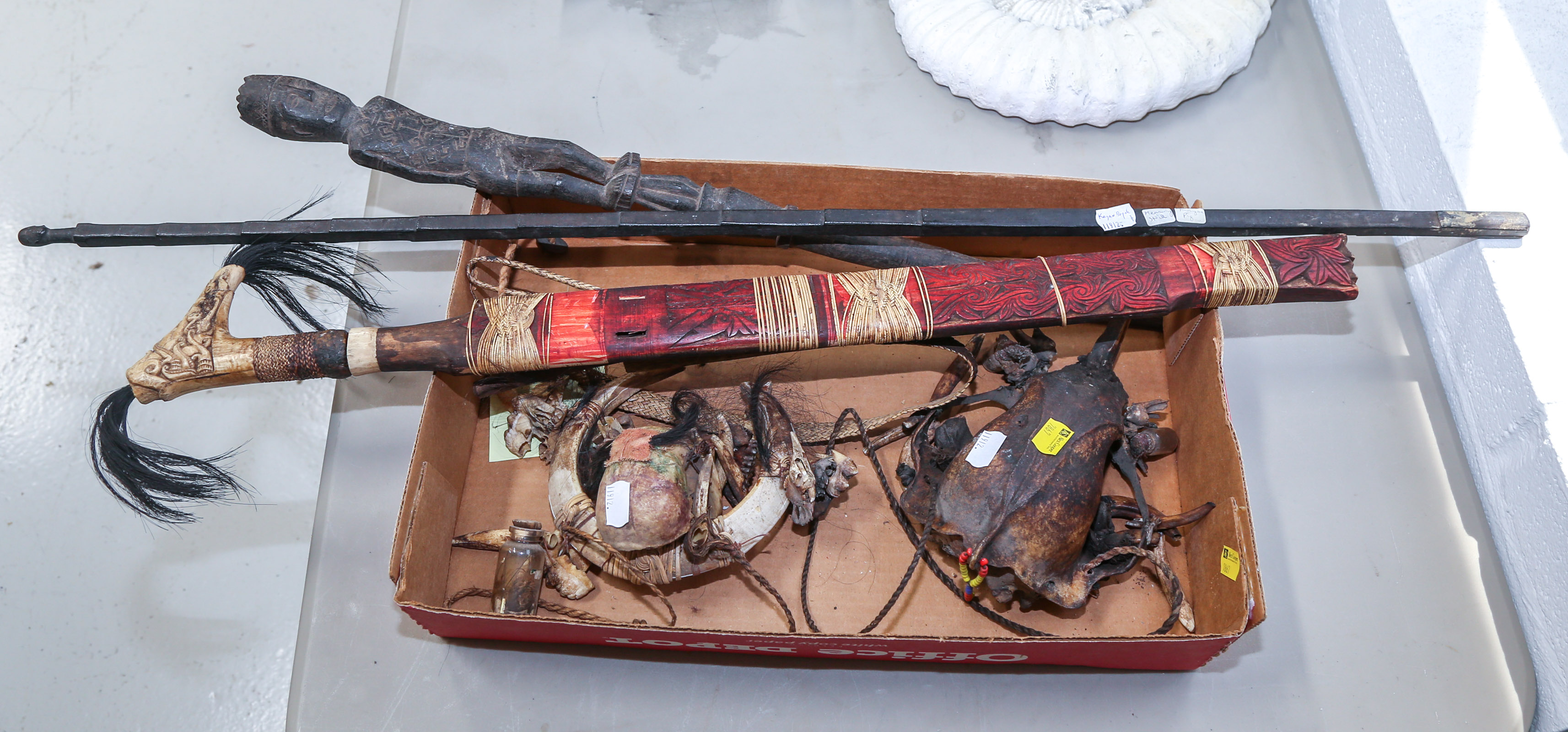 GROUP OF DAYAK ARTIFACTS, FROM