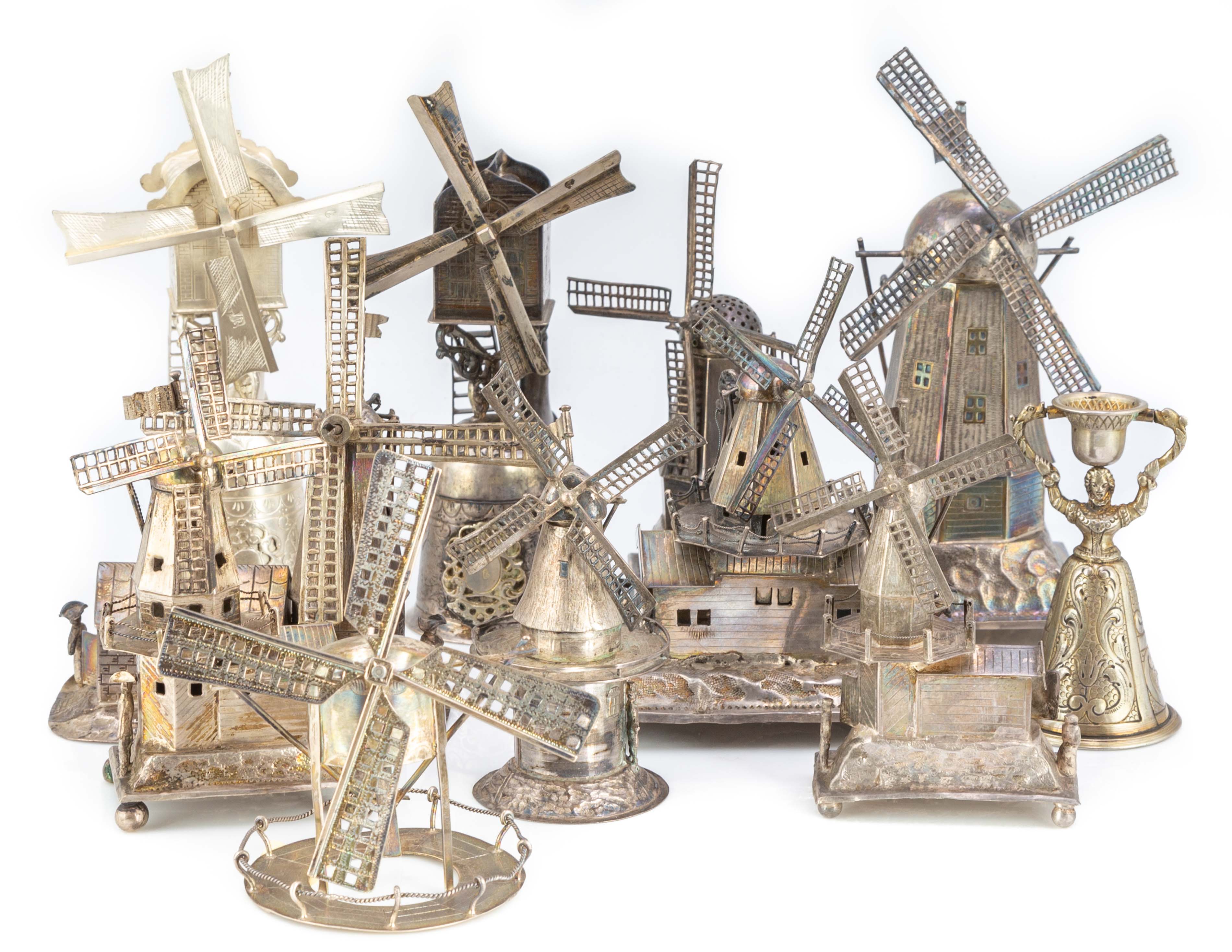 GROUP OF DUTCH SILVER WINDMILL
