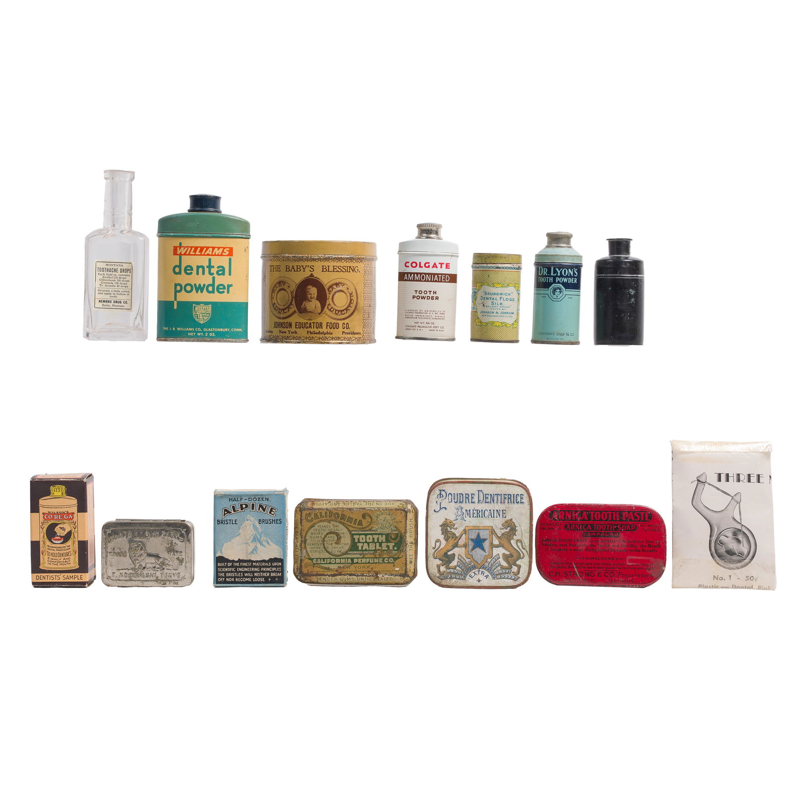GROUP OF EARLY DENTAL FLOSS & TOOTH