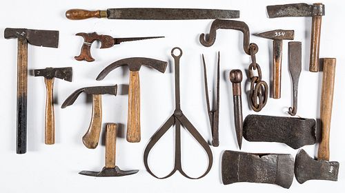 GROUP OF EARLY IRON TOOLS, CA.
