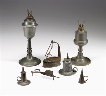 Group of eight assorted pewter