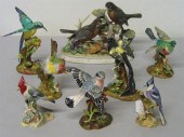 Group of eight bird figures