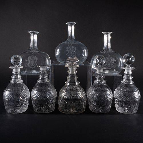 GROUP OF EIGHT CUT GLASS