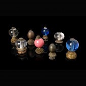 GROUP OF EIGHT GLASS AND GILT