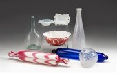 Group of eight glass items