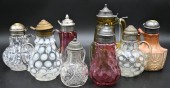 GROUP OF EIGHT GLASS SYRUP PIT
