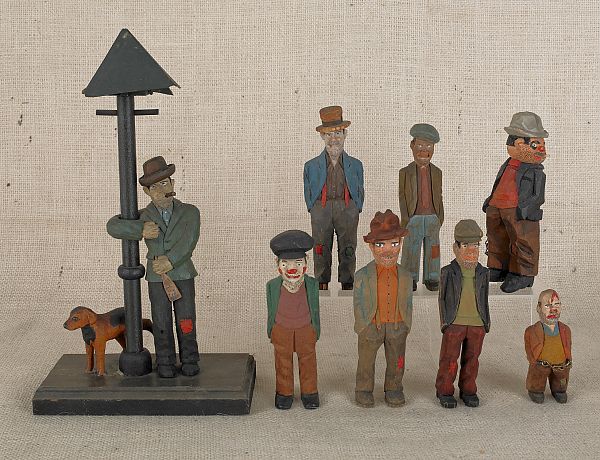 Group of eight Jailhouse Carver