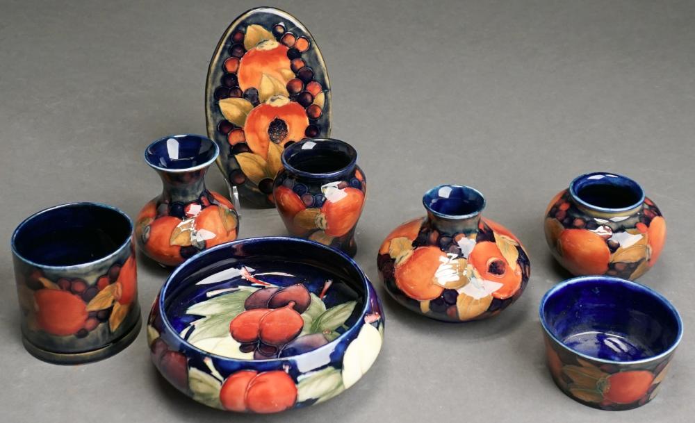 GROUP OF EIGHT MOORCROFT POTTERY