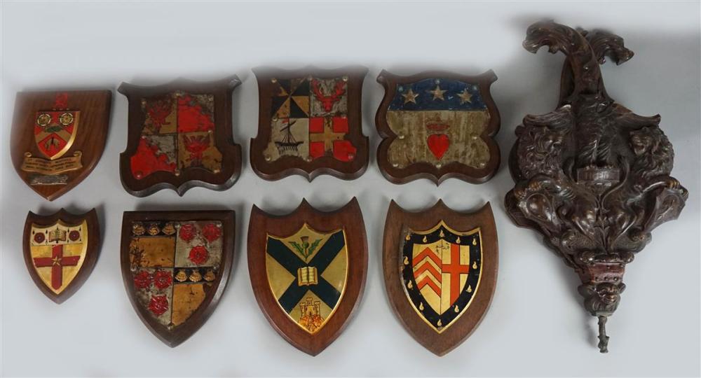 GROUP OF EIGHT PAINTED ARMORIAL