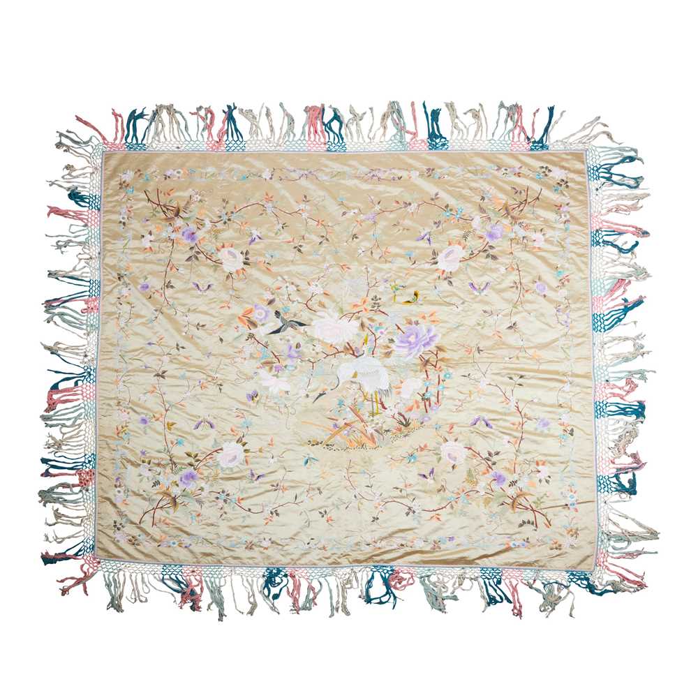 GROUP OF EIGHT SILK EMBROIDERED