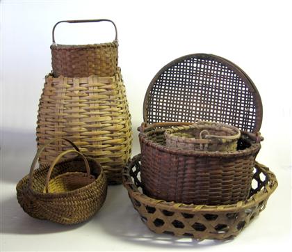 Group of eight splint baskets   